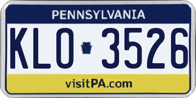 PA license plate KLO3526