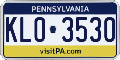 PA license plate KLO3530
