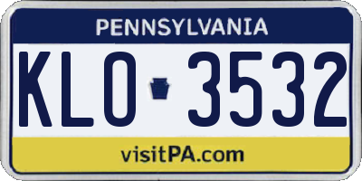 PA license plate KLO3532