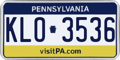 PA license plate KLO3536