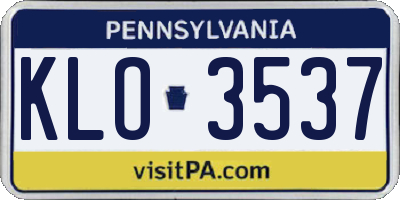 PA license plate KLO3537