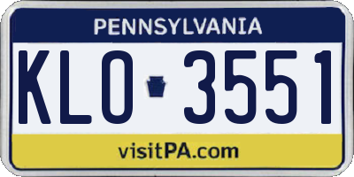 PA license plate KLO3551