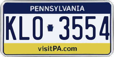 PA license plate KLO3554