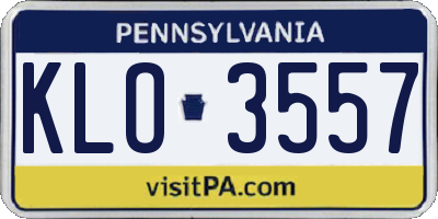 PA license plate KLO3557