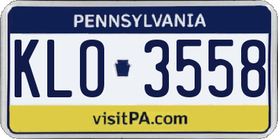 PA license plate KLO3558