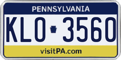 PA license plate KLO3560