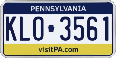 PA license plate KLO3561
