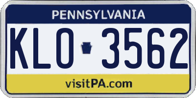 PA license plate KLO3562