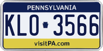PA license plate KLO3566