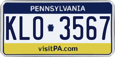 PA license plate KLO3567