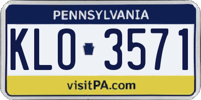 PA license plate KLO3571
