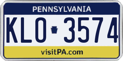 PA license plate KLO3574