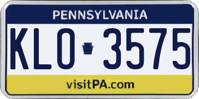 PA license plate KLO3575