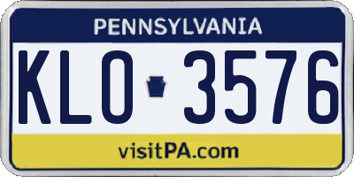 PA license plate KLO3576
