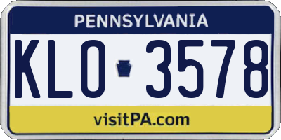 PA license plate KLO3578
