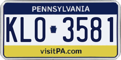 PA license plate KLO3581