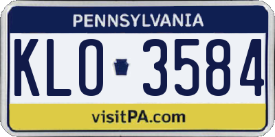 PA license plate KLO3584