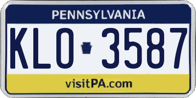 PA license plate KLO3587