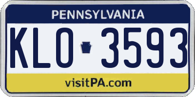 PA license plate KLO3593