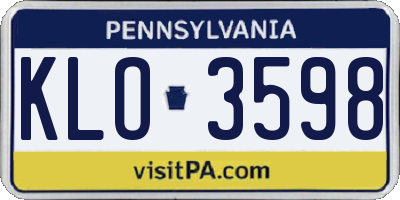 PA license plate KLO3598
