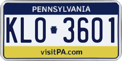 PA license plate KLO3601