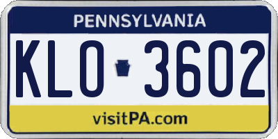PA license plate KLO3602
