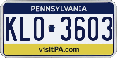 PA license plate KLO3603