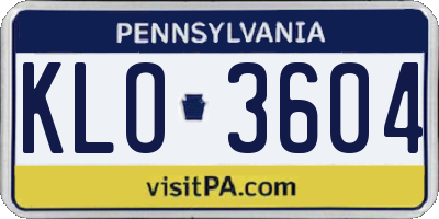 PA license plate KLO3604