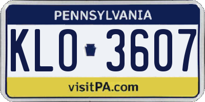 PA license plate KLO3607