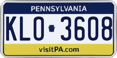 PA license plate KLO3608