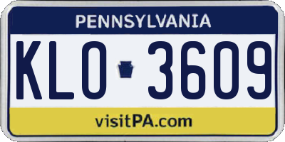 PA license plate KLO3609