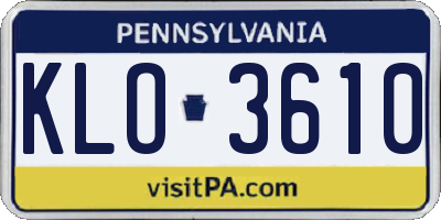 PA license plate KLO3610