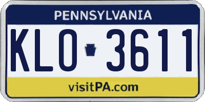 PA license plate KLO3611