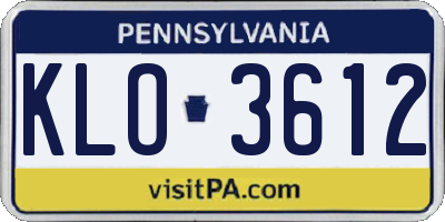 PA license plate KLO3612