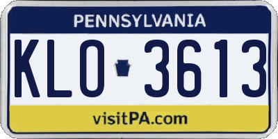 PA license plate KLO3613