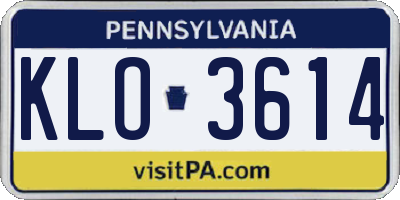 PA license plate KLO3614