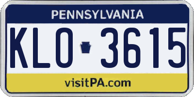 PA license plate KLO3615