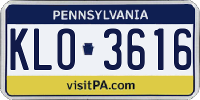 PA license plate KLO3616