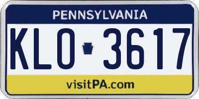 PA license plate KLO3617