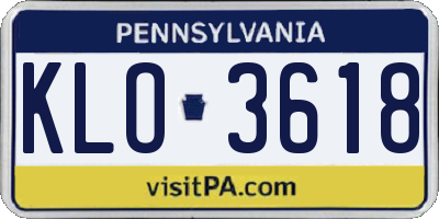 PA license plate KLO3618