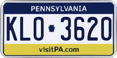 PA license plate KLO3620
