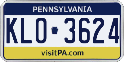 PA license plate KLO3624