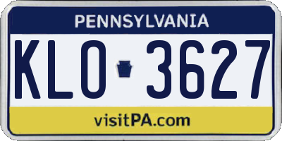 PA license plate KLO3627