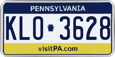 PA license plate KLO3628