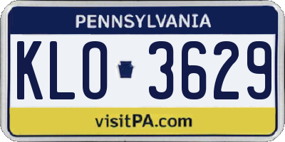 PA license plate KLO3629