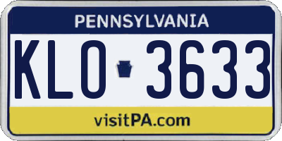 PA license plate KLO3633