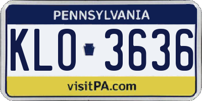 PA license plate KLO3636