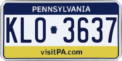 PA license plate KLO3637