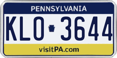 PA license plate KLO3644