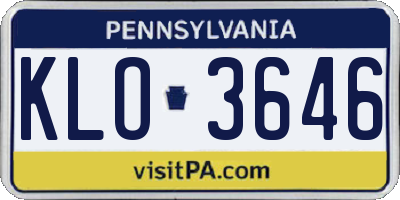 PA license plate KLO3646